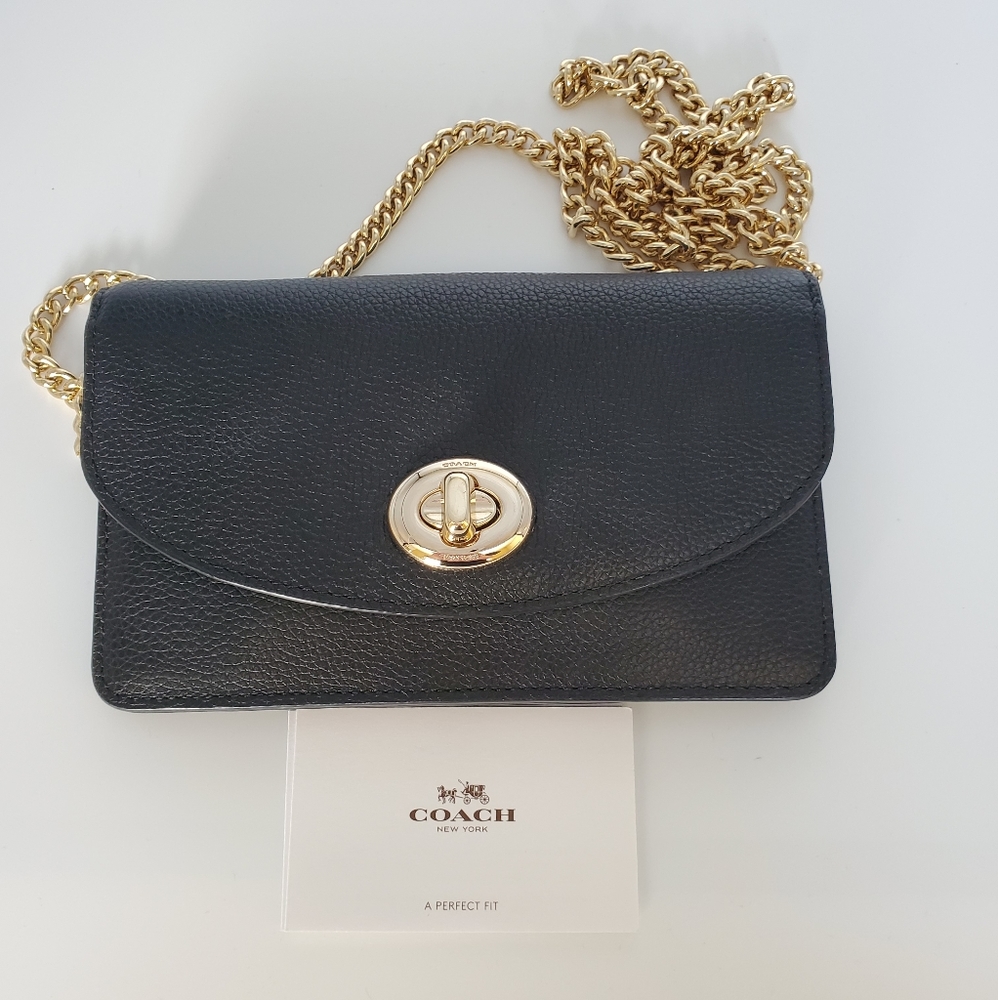 Coach pebbled leather wallet on chain